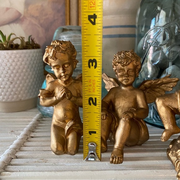 Vintage 90s Gold Cherub Set of 3 Figurines - Picture 9 of 9